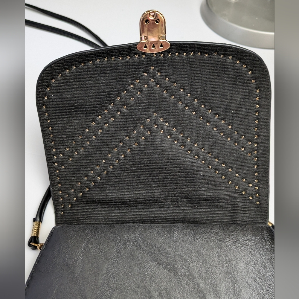 Cute Black Studded Cross Body Bag Purse Bohemian Grunge Goth Casual - Picture 5 of 14